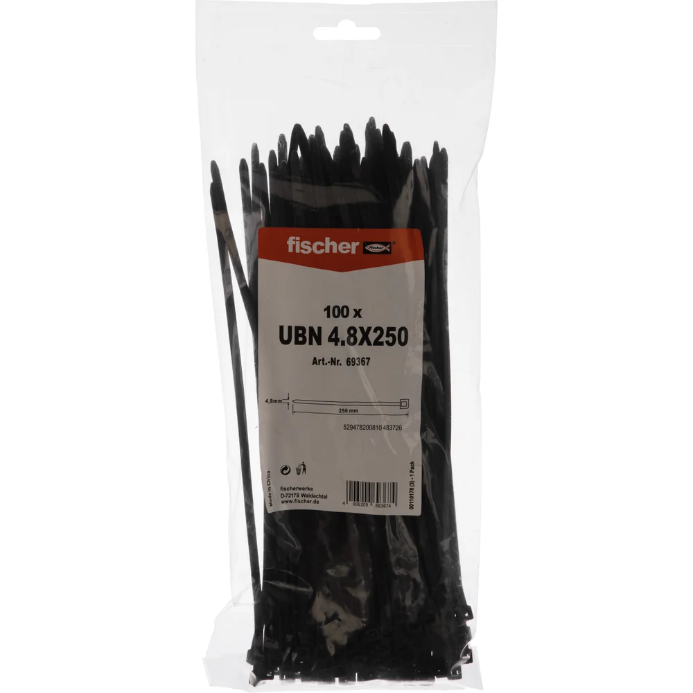 Кабельная прозрачная стяжка Fischer BN 4.8X250