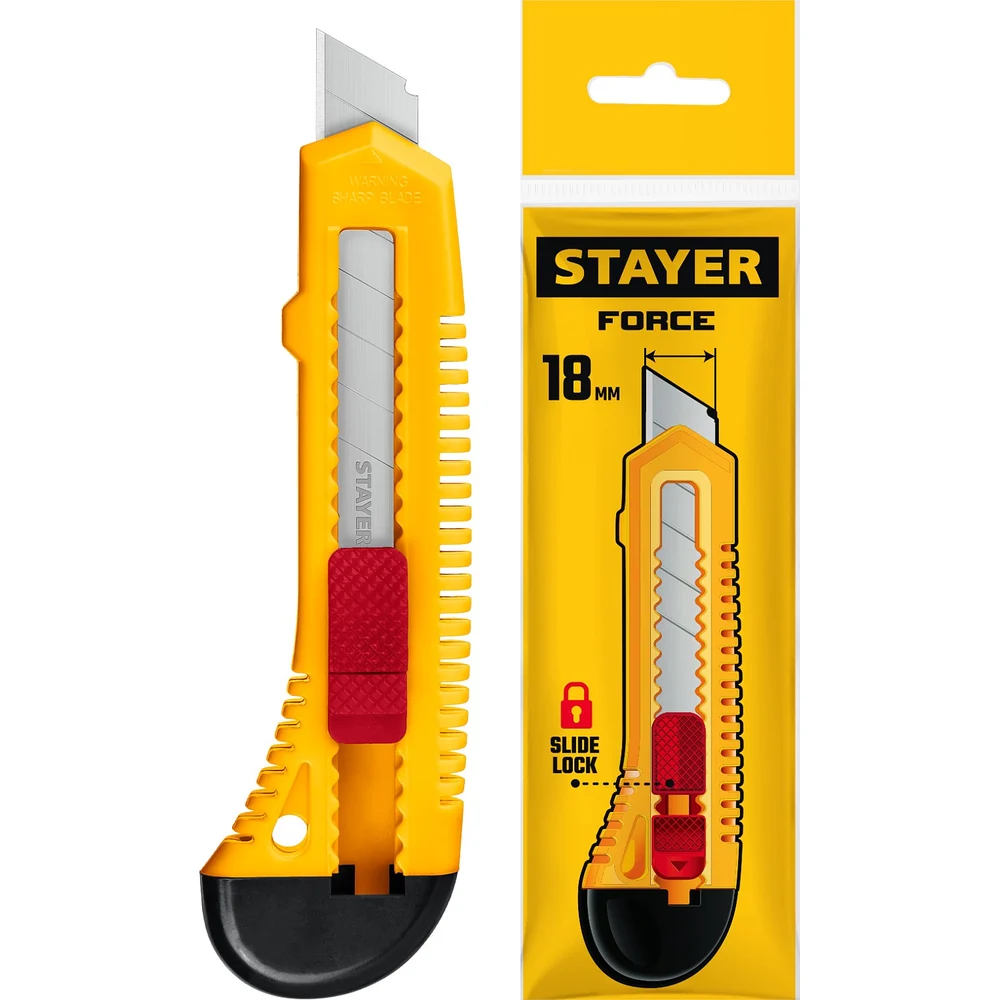 Упрочненный нож STAYER Force из АБС пластика, сегментированные лезвия 18 мм 0911_z01