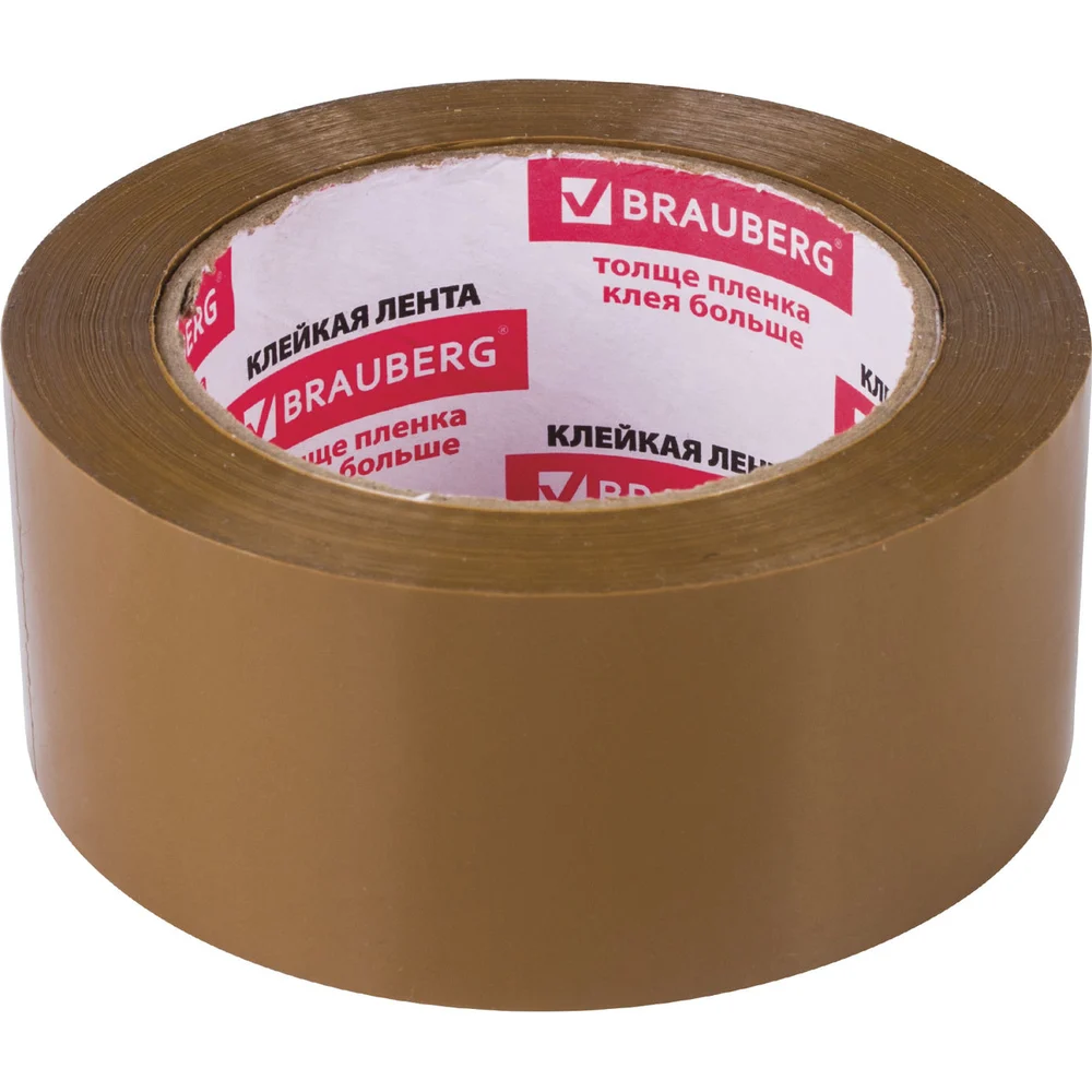 Клейкая лента BRAUBERG 48 мм х 100 м, упаковочная, коричневая, 45 мкм, 221688