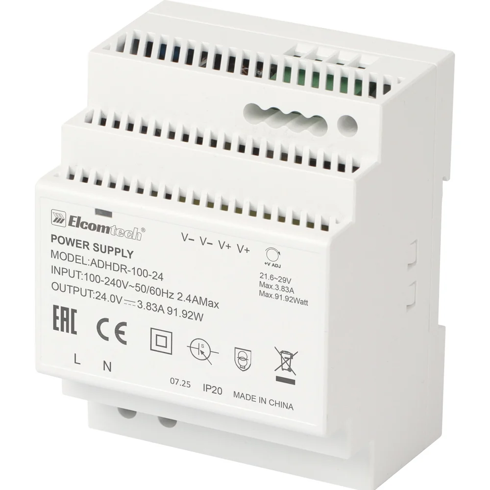 Блок питания на DIN рейку ELCOMTECH ADHDR-100-24