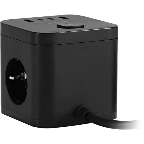 Сетевой удлинитель Buro BU-PC3.1UС-B, 1.5м, черный