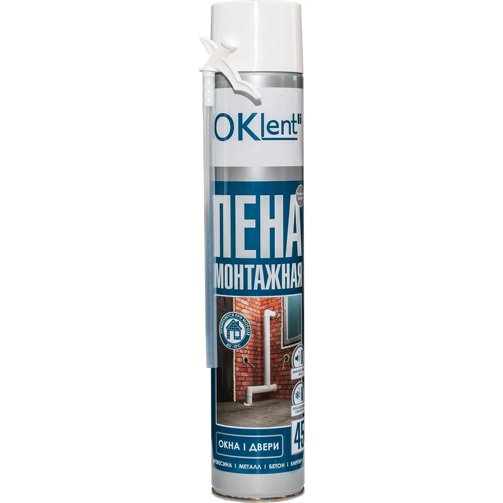 Монтажная пена OKlent 1000 мл, 680 гр, бытовая 00000340921