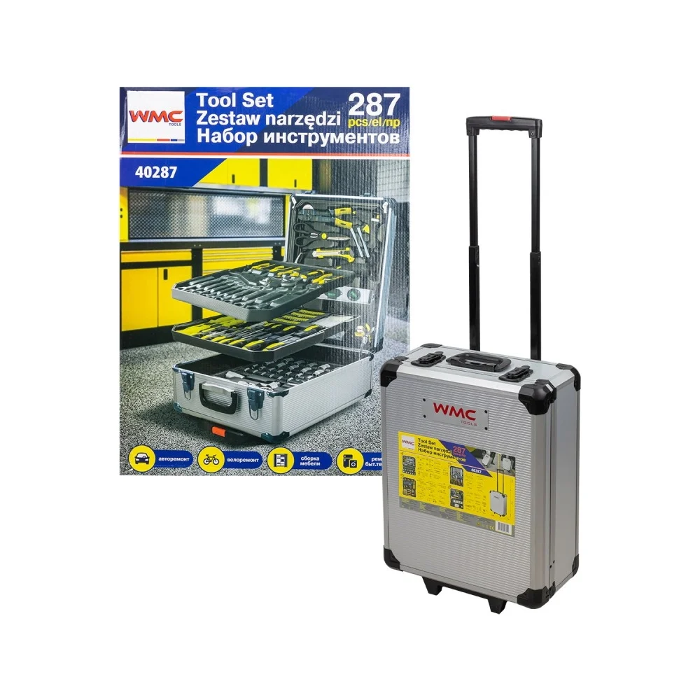Набор инструментов WMC TOOLS в алюминиевом кейсе, 287 предметов WMC-40287(57276)