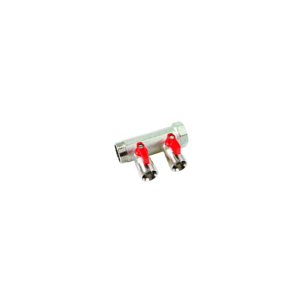 Коллектор с красными шаровыми кранами Henco VB050502-ROOD