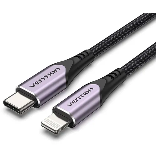 Кабель VENTION TACVF, Lightning (m) - USB Type-C (m), 1м, MFI, черный / фиолетовый
