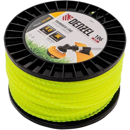 Леска FLEX CORD витой квадрат 4 мм, 106 м, на DIN катушке для триммера Denzel 96803