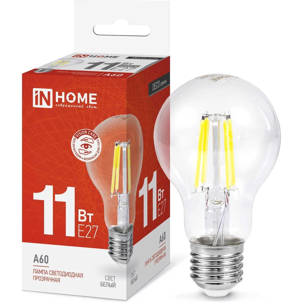 Лампа светодиодная IN Home LED-A60-DECO