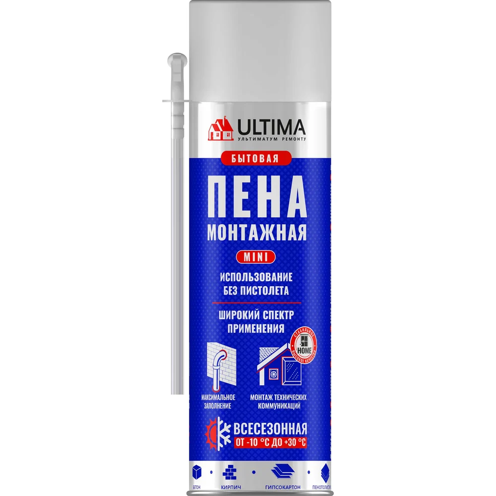 Всесезонная бытовая монтажная пена ULTIMA MINI 340 мл UlHmin