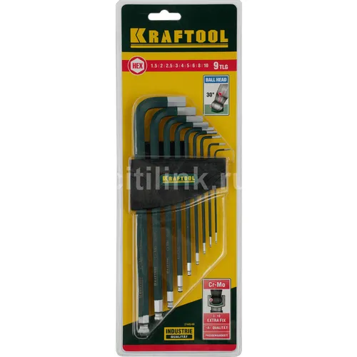 Набор длинных имбусовых ключей KRAFTOOL Industrie Cr-Mo 27445-H9