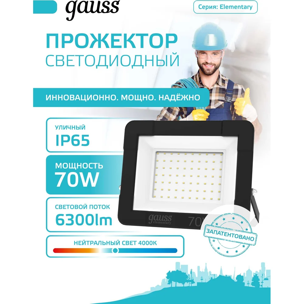 Прожектор уличный GAUSS 70Вт [613100270]
