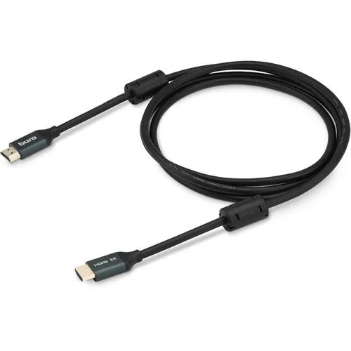 Кабель аудио-видео Buro HDMI (m) - HDMI (m), ver 2.1, 2м, GOLD, ф/фильтр, черный [bhp-hdmi-2.1-2g]