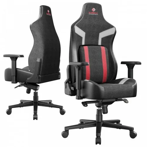 Кресло игровое EUREKA Phyton 2, ткань, до 125кг, мультиблок, регулируемые 4D подлокотники, черно-красный
