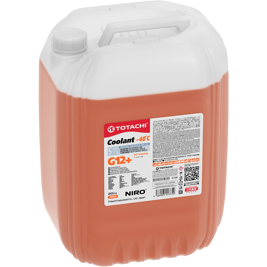 Антифриз Totachi NIRO Coolant оранжевый G12+ -40 20кг