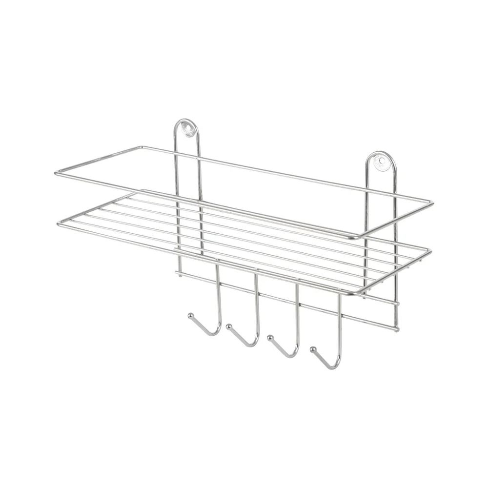 Настенная полка Рыжий кот Lecco Plus 33*12,5*21 см 4 крючка хром 310865