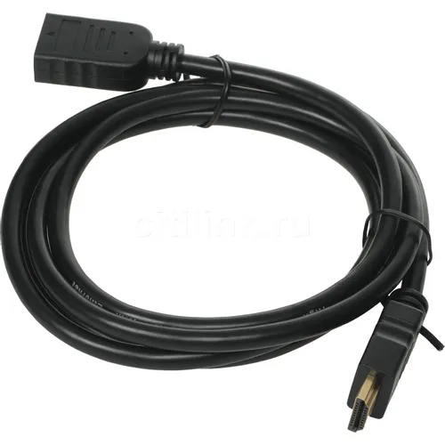 Кабель-удлинитель аудио-видео Buro HDMI (m) - HDMI (f), 1.5м, GOLD, черный [bu-hdmi2.0-extnd-1.5m]