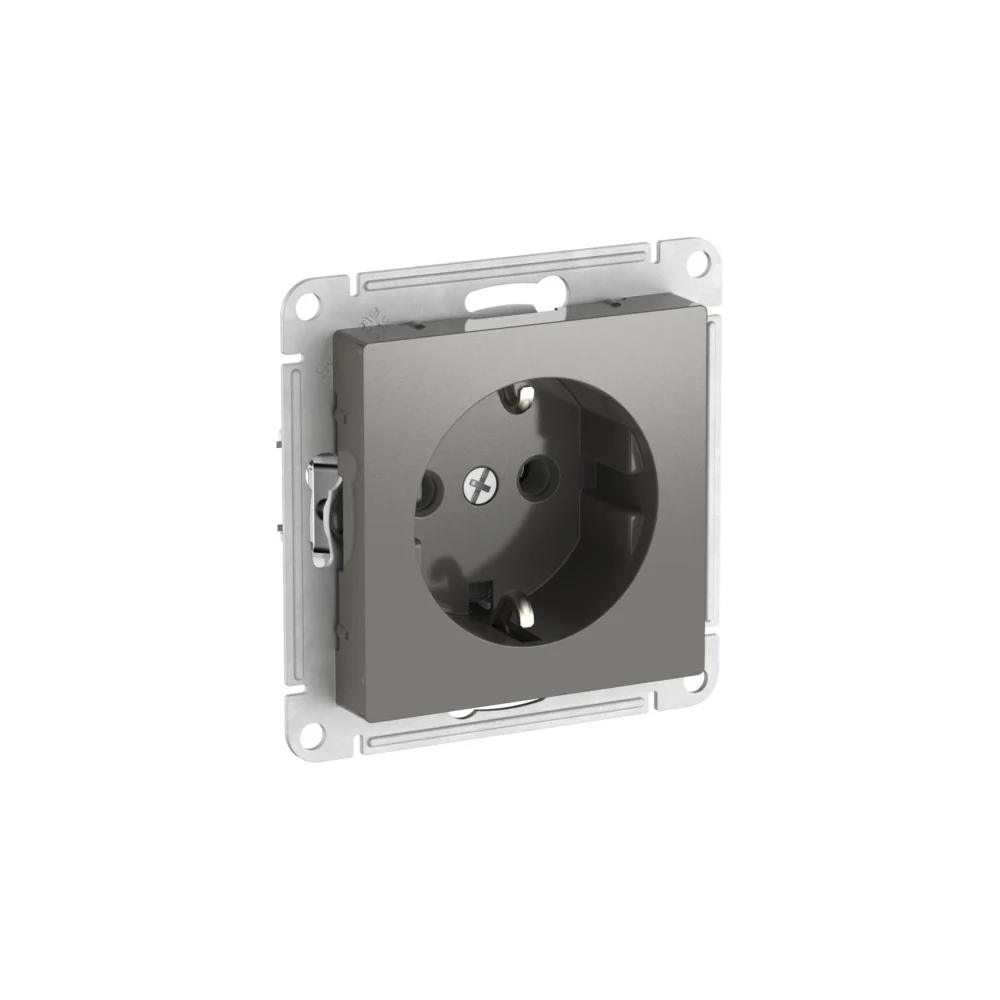 Розетка Systeme Electric ATLASDESIGN с заземлением 16А мех быстрозажим клем Сталь ATN000943S