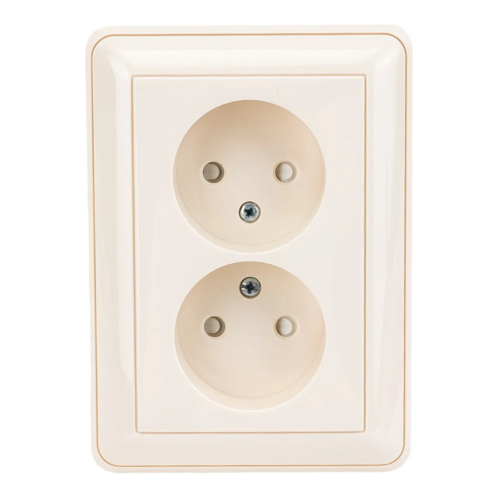 Двухместная розетка с рамкой слоновая кость WESSEN Systeme Electric RS16-254-28