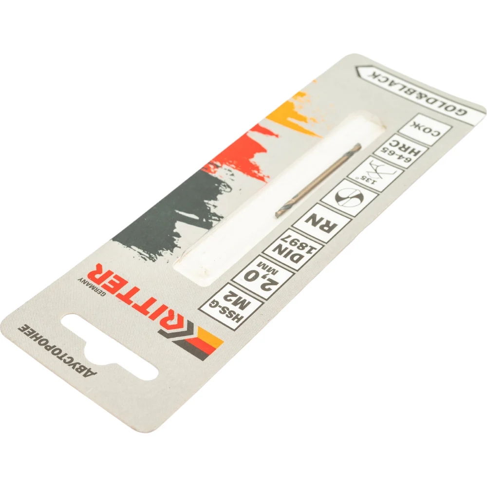 Сверло двухстороннее по металлу EC Gold&amp;Black 2 мм HSS-G M2 DIN 1897 RN Ritter PS14602001