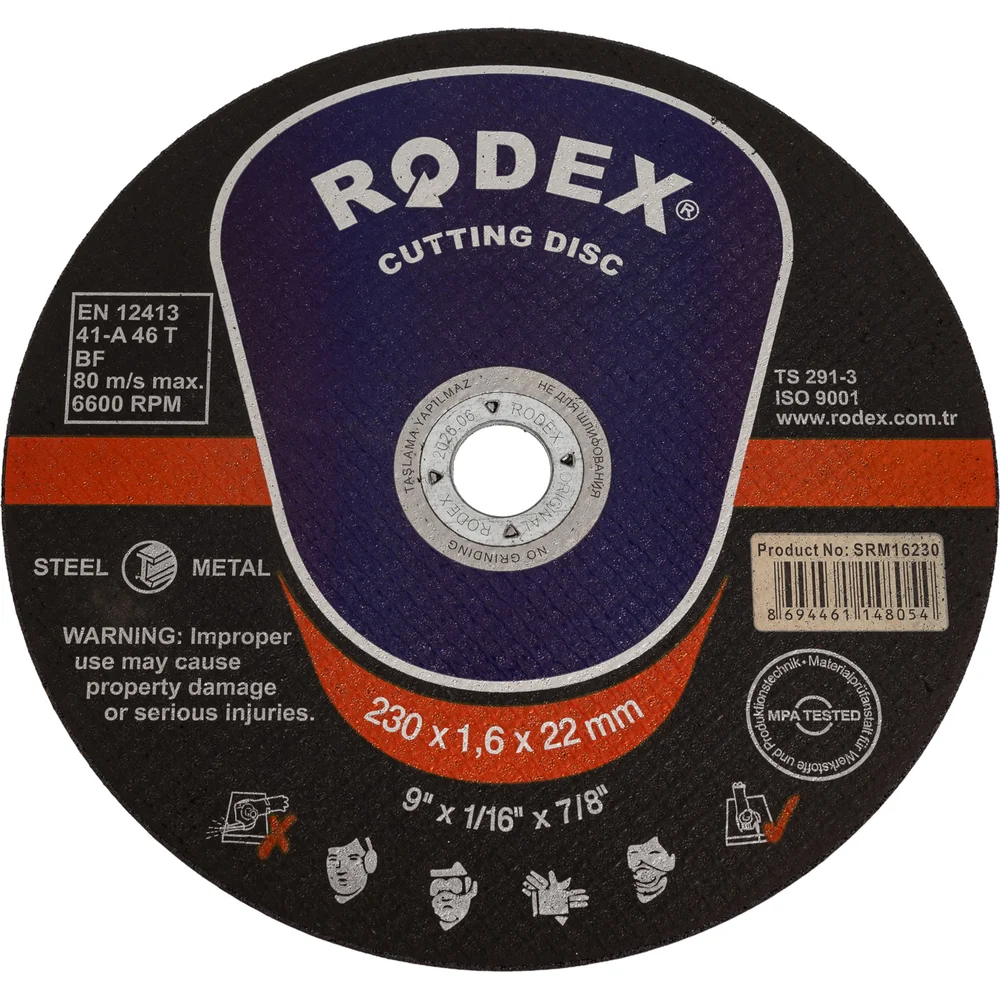 Отрезной круг по металлу RODEX 230X1.6X22