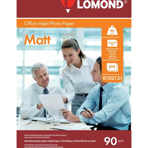 Фотобумага Lomond A4, для струйной печати, 500л, 90г/м2, белый, покрытие матовое [0102131]