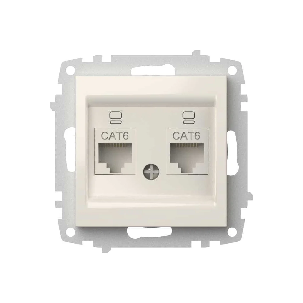Розетка компьютерная двойная (Cat 6) Elbi Zena Vega белый M+K 609-010200-248