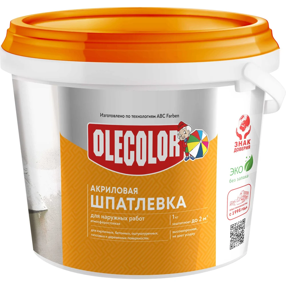 Акриловая шпатлевка OLECOLOR для наружных работ, 15 кг 4300000134