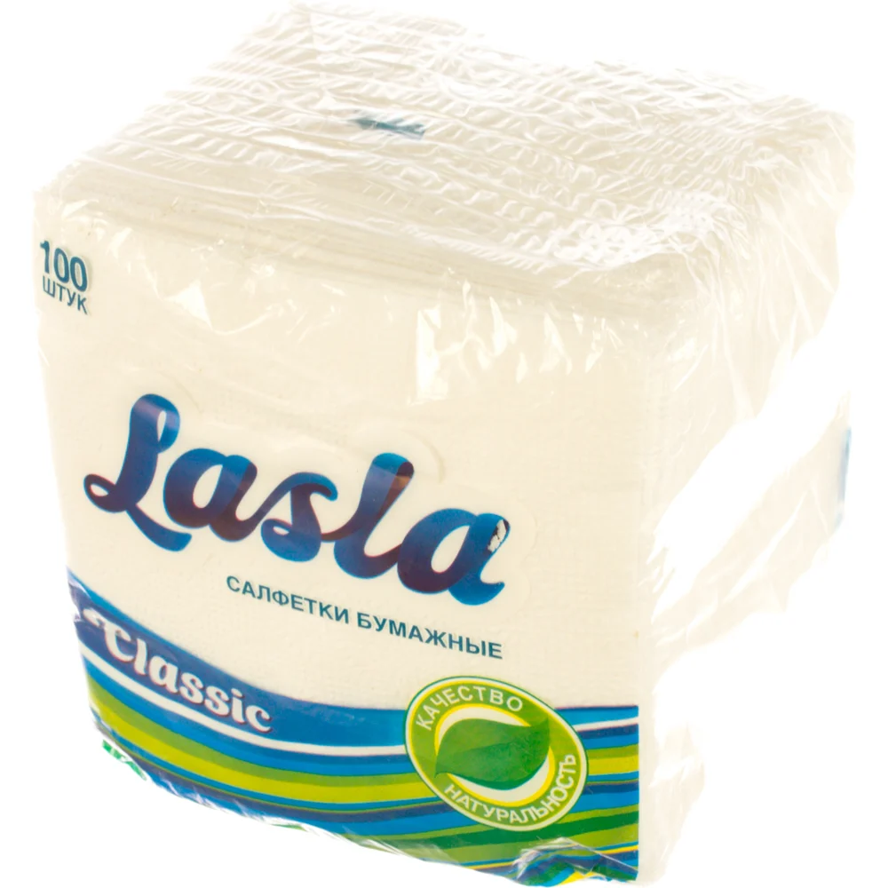 Бумажные салфетки LASLA 100шт 23х24 см белые, 100% целлюлоза 128386