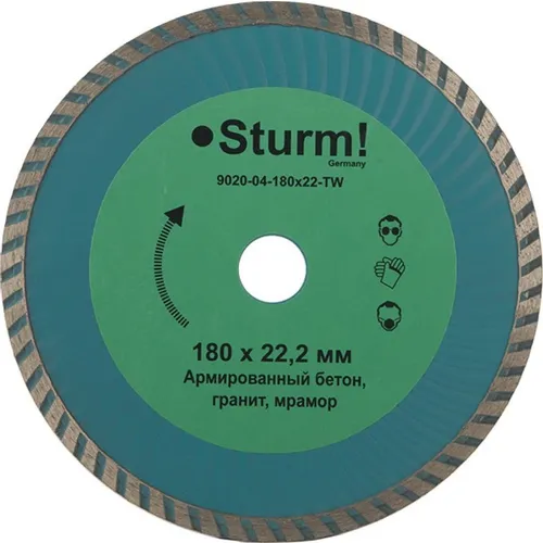 Алмазный диск STURM! 9020-04-180x22-TW, универсальный, 180мм, 7мм, 22.23мм