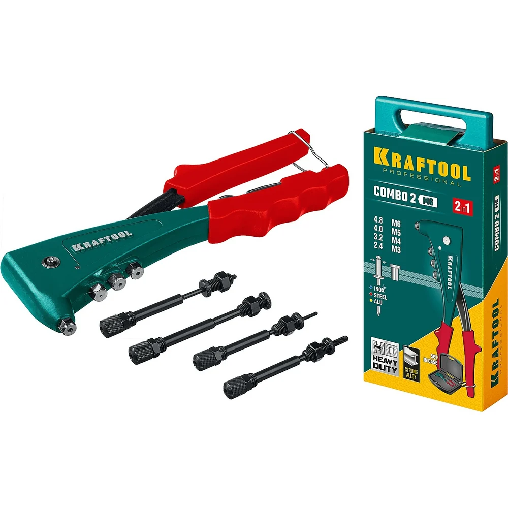 Комбинированный литой заклепочник KRAFTOOL COMBO2-M6