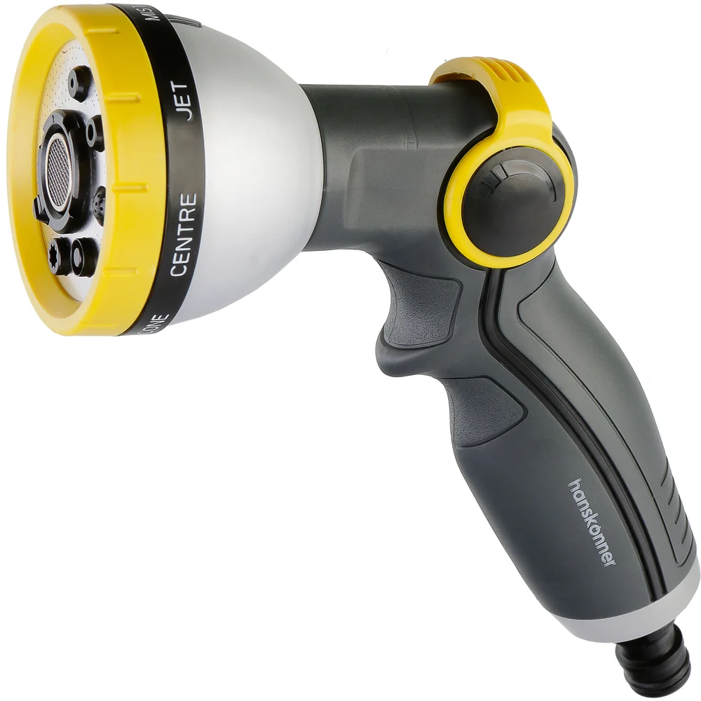 Пистолет д/полива 8 ФУНКЦИЙ фитинг аквастоп Hanskonner HK3015-25-8MT
